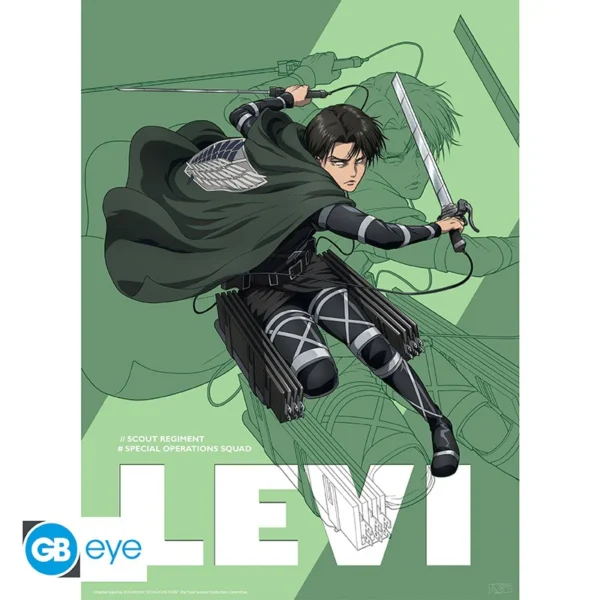 Poster 52x38cm - S4 Levi - L'Attaque des Titans
