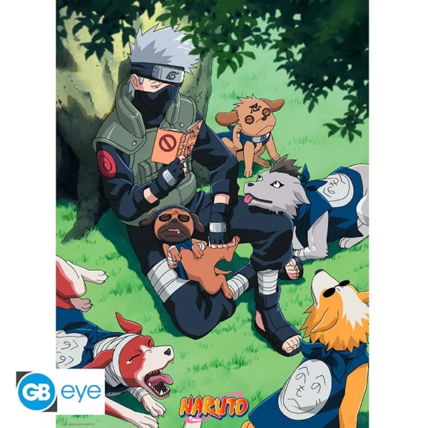 Poster 52x38cm - Kakashi et ses chiens - Naruto