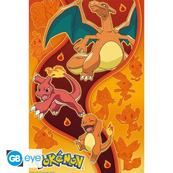 Poster 91.5 x 61cm - Type Feu - Pokemon