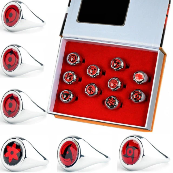 Coffret 10 Bagues cosplay animé manga - Sharingan – Naruto